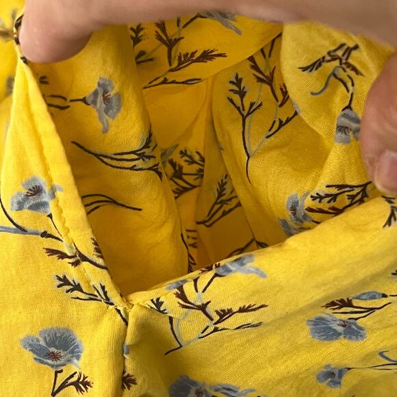 Happy X Nature By Kate Hudson Dress Size Large Ditsy Mini Floral Ruffle Yellow - Picture 12 of 16